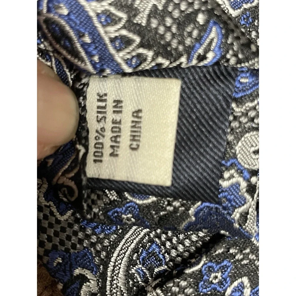 Joseph‎ Abboud Blue Silver Paisley Silk Tie New Tags 3